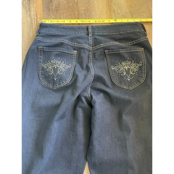 Chico's Platinum Jean dark blue wash Jewel embellished Bootcut size 2.5 14 - Picture 3 of 11